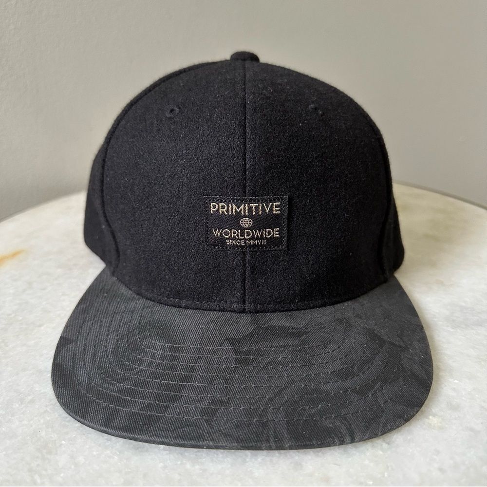 Primitive Black Grey Skate 6 Panel Wool Adjustable Snapback Hat Cap Strapback